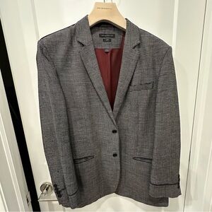 John Varvatos Charcoal Blazer with Burgundy Lining